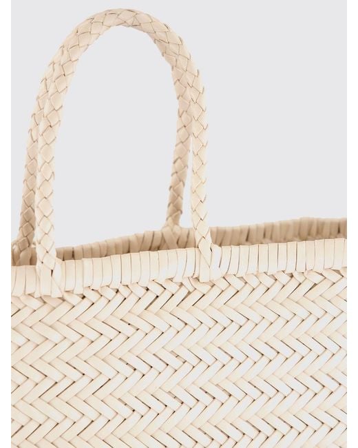 Dragon Diffusion Natural Triplo Salto Woven Leather Handbag With Double Handle