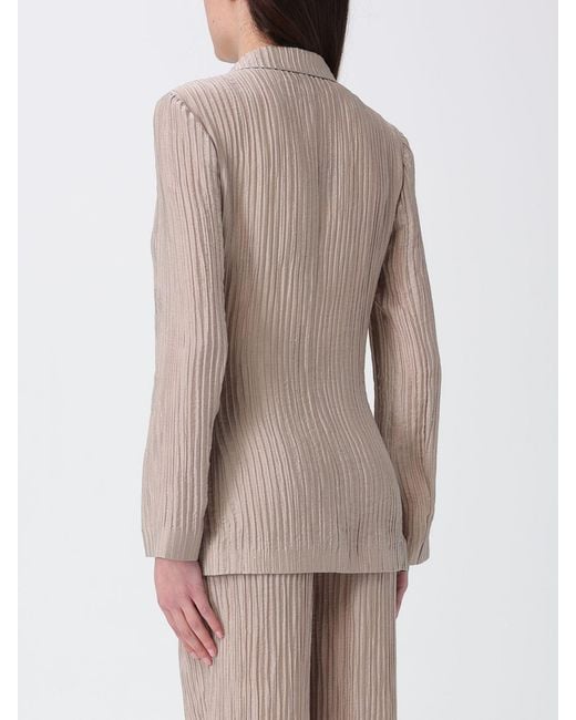 Emporio Armani Natural Lurex Pleated Creponne Blazer