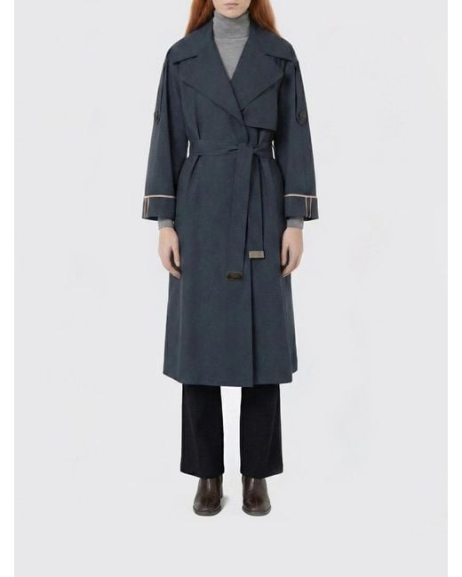 Max Mara Blue Cotton Trench Coat