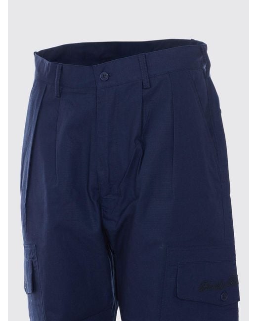 FAMILY FIRST Blue Cotton Cargo Trousers for men