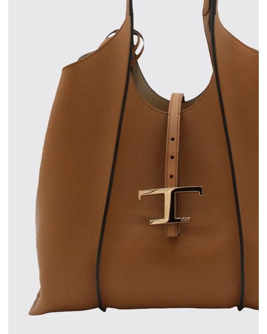 Tod's Brown T Timeless Small Leather Shopping Bag