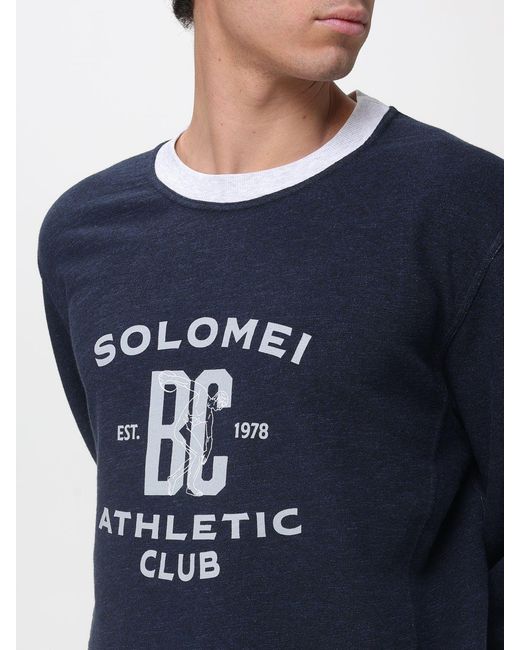 Brunello Cucinelli Blue Cotton Crew Neck Sweatshirt With Logo for men