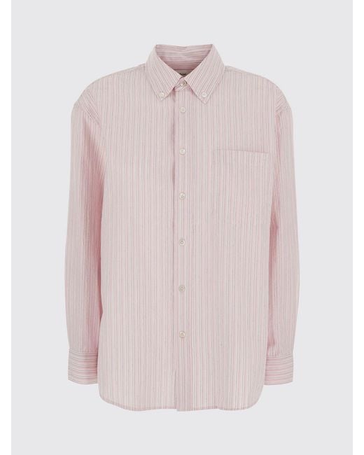 DUNST Purple Striped Cotton-Blend Shirt With Button-Down Collar And Pocket