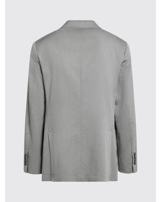 Brunello Cucinelli Gray Double-Breasted Silk Blazer for men
