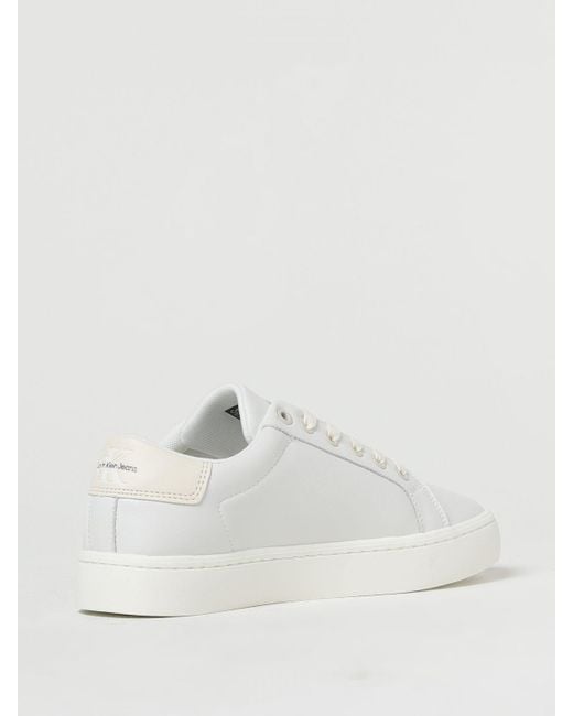 Sneakers in pelle con logo stampato di Calvin Klein in White