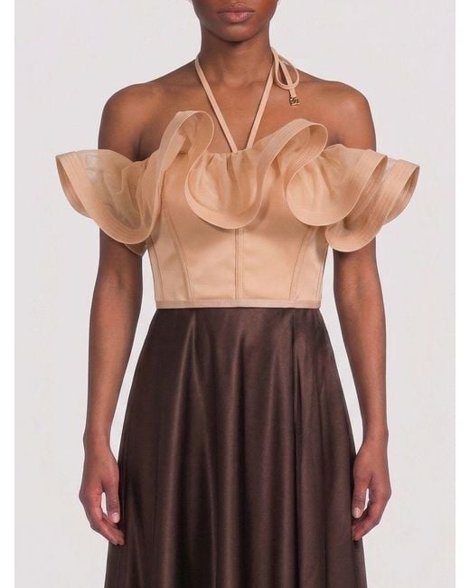 Elisabetta Franchi Pink Crêpe Top With Ruffles