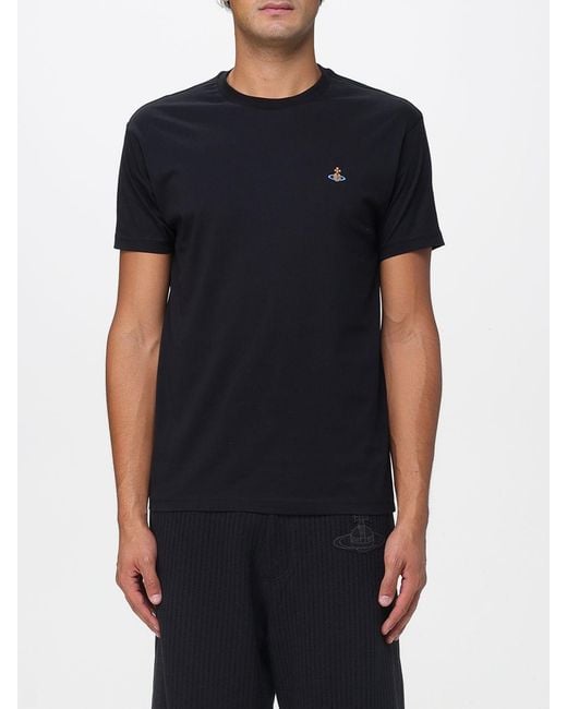 Vivienne Westwood Black Cotton T-Shirt With Logo for men