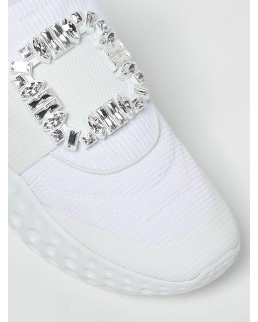 Sneakers Viv Run in mesh con fibbia gioiello di Roger Vivier in White