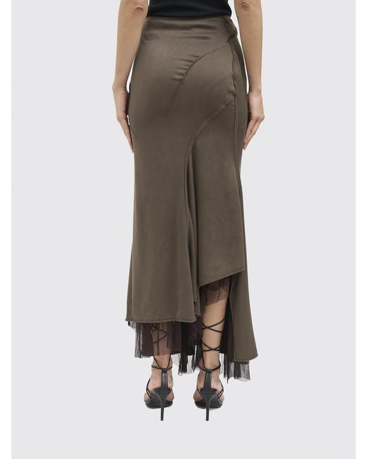 Yehuafan Gray Silk Asymmetric Skirt