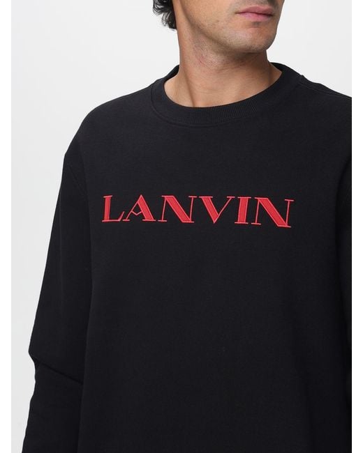 Lanvin Baumwoll-Rundhalspullover Mit Logo in Blue für Herren