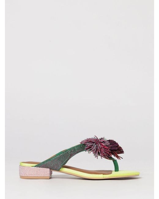 Kurt Geiger Multicolor London Pom Pom Suede Shoes With Rhinestones