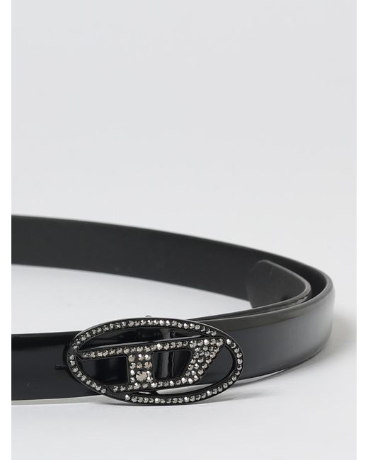 DIESEL White B-1Dr Strass 20 Rindsleder-Gürtel