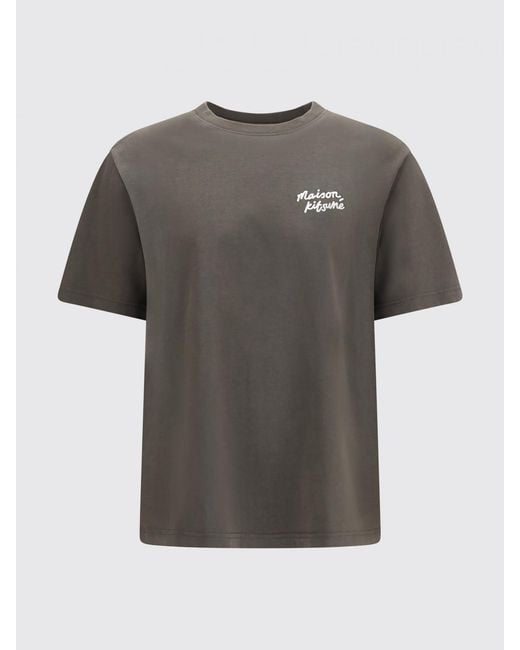 Maison Kitsuné Gray Maison KitsunÉ Cotton T-Shirt With Logo for men
