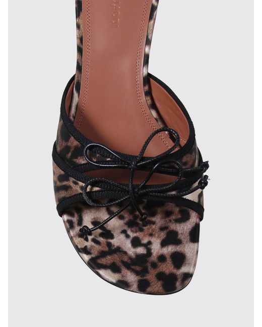 AMINA MUADDI Brown Eleonora Animalier Satin Mules With A Low Spool Heel