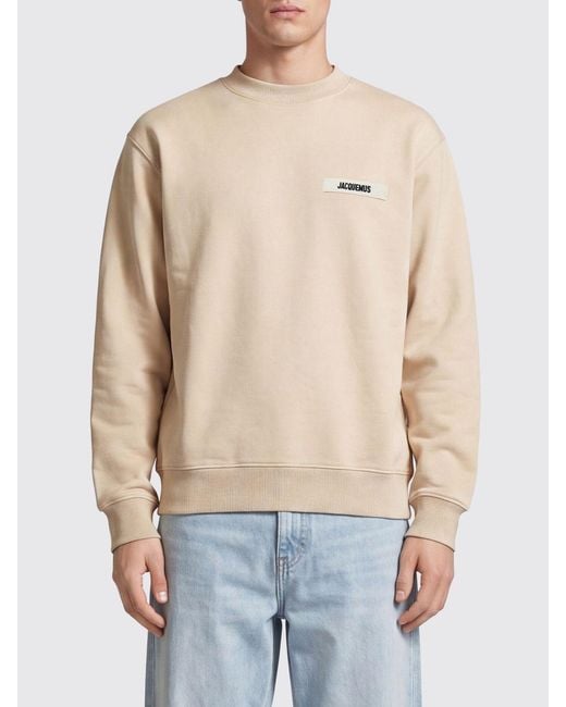 Jacquemus Blue Pure Cotton Crewneck Sweatshirt With Applied Contrast Logo for men