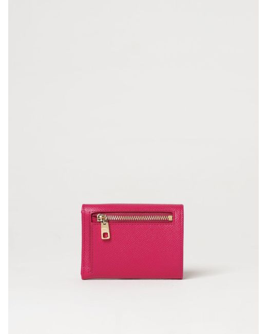 Portacarte di credito in pelle a grana di Dolce & Gabbana in Pink