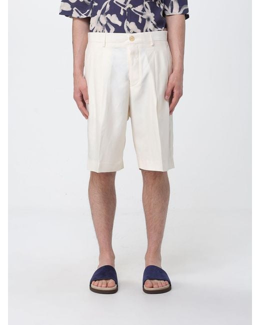Laneus White Cotton Bermuda Shorts for men