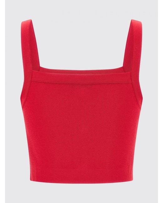 Balmain Red Cropped Knit Top