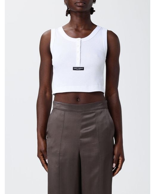Dolce & Gabbana Brown Dolce &Amp Gabbana Ribbed Cotton Cropped Tank Top