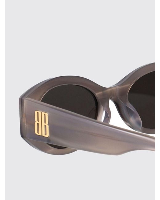 Balenciaga White Cat-Eye Acetate Sunglasses With Monogram Logo And Dark Lenses