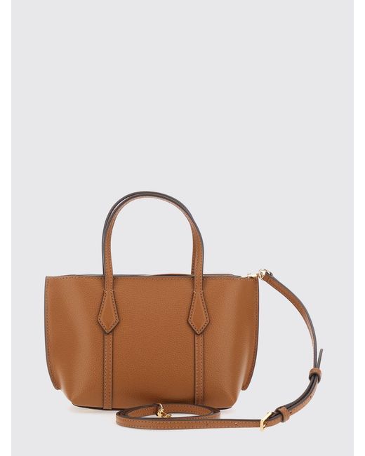 Tory Burch Brown Perry Mini Grained Leather Handbag With Removable Strap