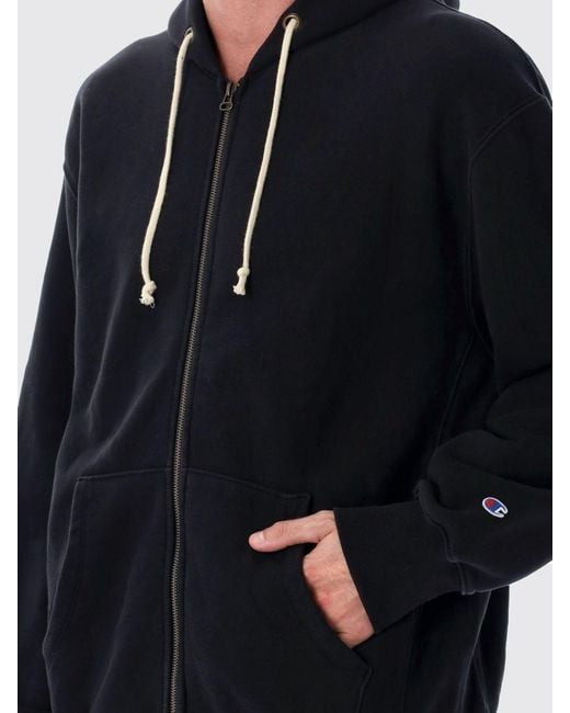 Champion Blue Cotton Blend Hoodie for men