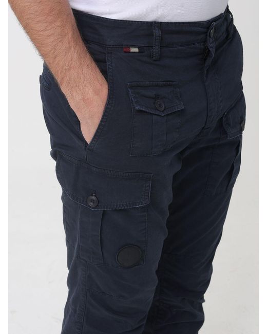 Mason's Blue Stretch Cotton Cargo Trousers for men