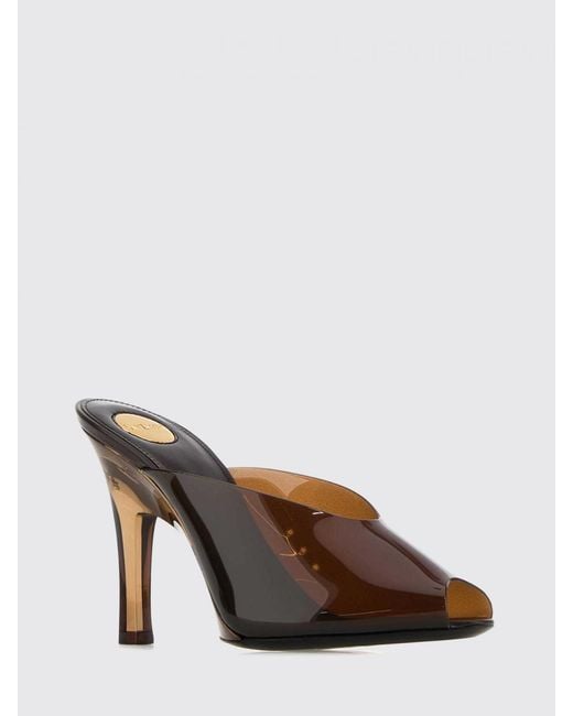 Saint Laurent Brown Sabrina Pointed-Toe Pvc Mules With A High Stiletto Heel
