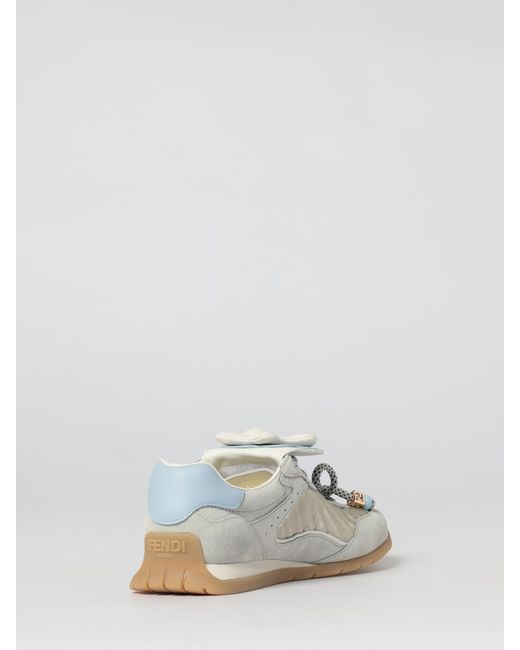 Fendi White Wave Pulse Suede And Pleated Satin Sneakers