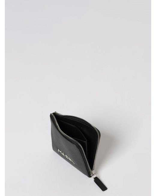 Marni Black Leather Wallet With Logo for men
