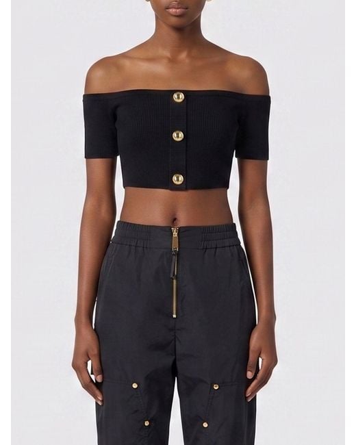 Elisabetta Franchi Black Viscose Blend Cropped Top