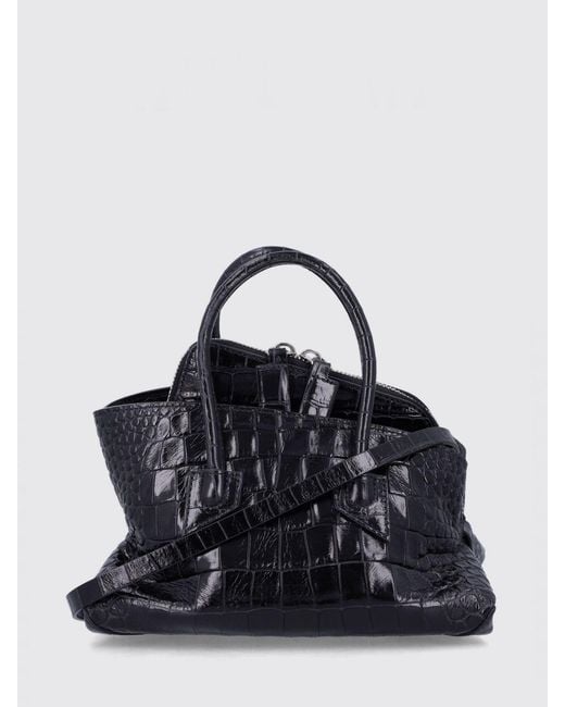 The Attico Black La Passeggiata Crocodile-Effect Leather Mini Handbag