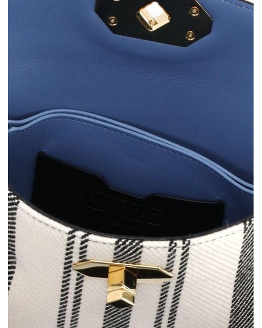 Lanvin White Striped Canvas Bag