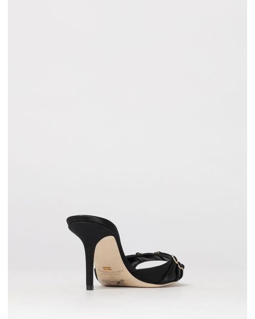 Elisabetta Franchi Black Satin Mules