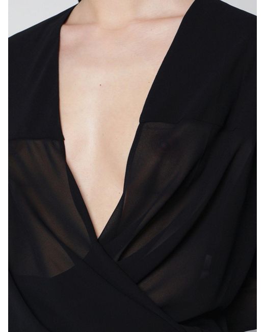 Entire studios Black Long Slim Fit Wrap Evening Gown With Back Slit