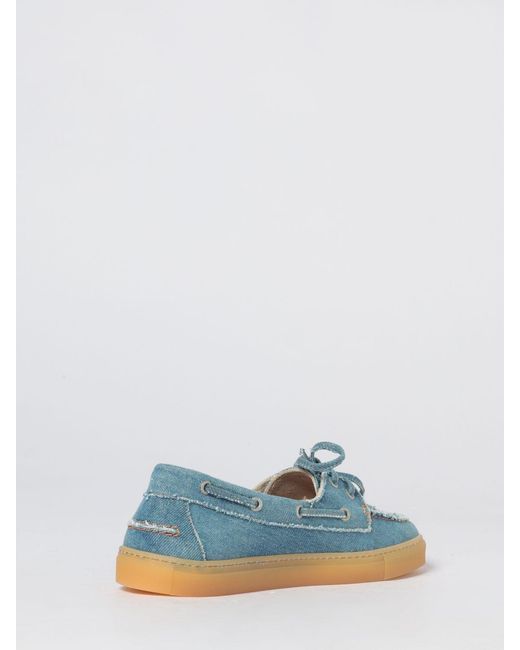 Paia Copenhagen Blue Cotton Denim Boat Shoes With A Rubber Sole
