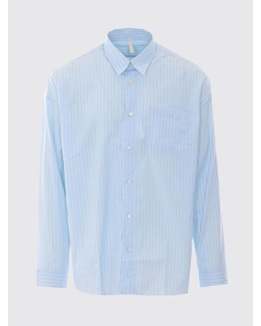 sunflower Blue Striped Cotton And Silk Shirt for men