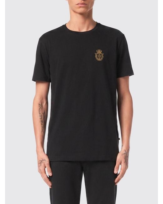 Billionaire Black Cotton T-Shirt With Emblem for men