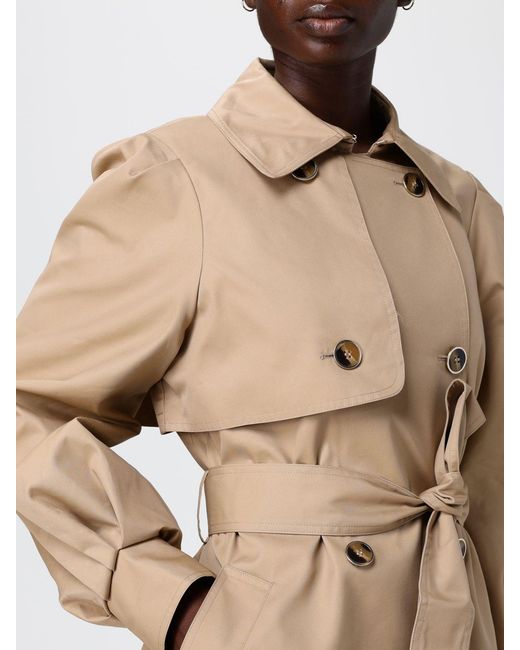 Twinset Natural Double-Breasted Cotton Blend Trench Coat