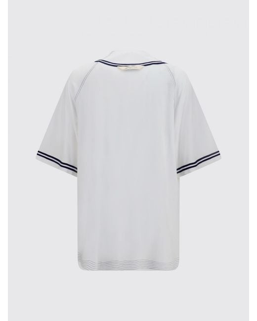 Jacquemus White Relaxed Fit Baseball-Style Cotton Shirt With Contrast Logo for men