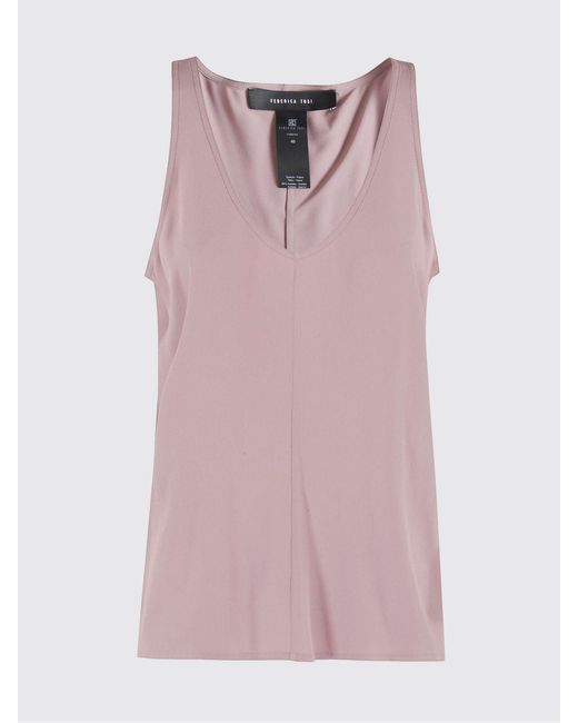 FEDERICA TOSI Pink Silk-Blend Top With V-Neck And Off-The-Shoulder Design