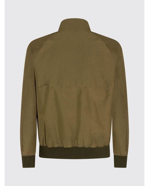 Baracuta Brown Cotton Blend Bomber Jacket With High Collar And Zip Closure for men