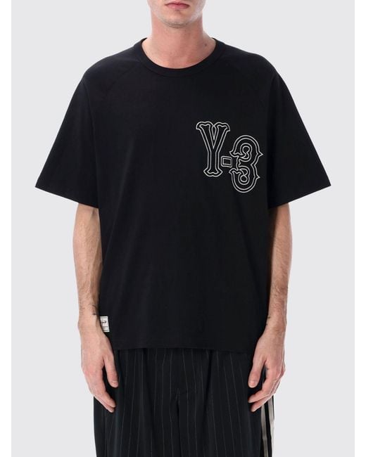 Y-3 Black Cotton T-Shirt With Logo for men