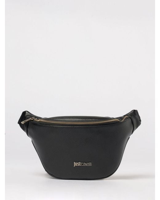 Just Cavalli Black Saffiano Faux Leather Belt Bag for men