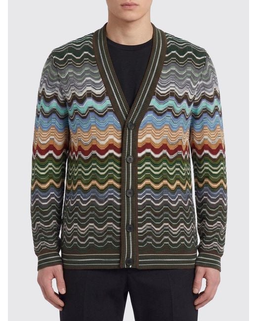 Missoni Gray Zig Zag Cotton Blend Cardigan for men