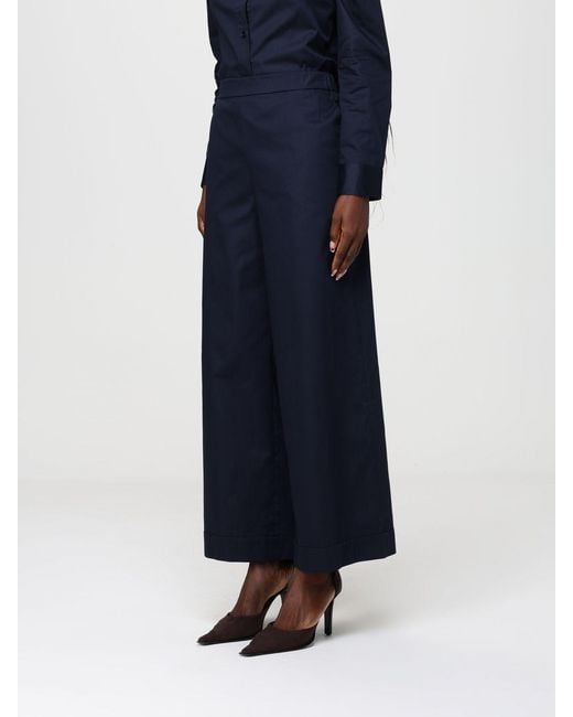 Max Mara Blue Cotton Cropped Trousers