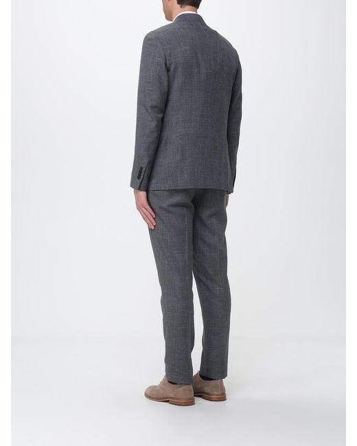 Lardini Gray Single-Breasted Wool And Silk Suit for men