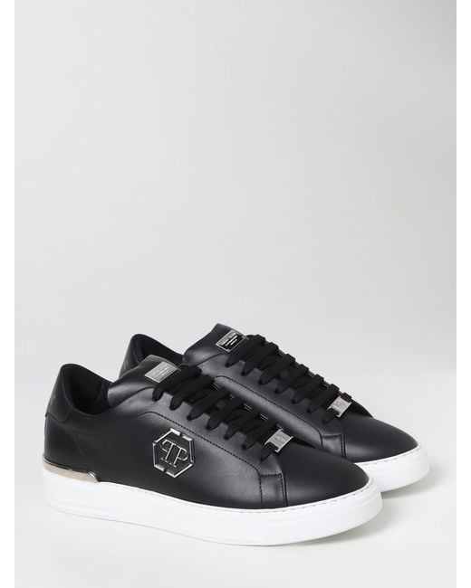 Philipp Plein Black Leather Lo-Top Sneakers for men