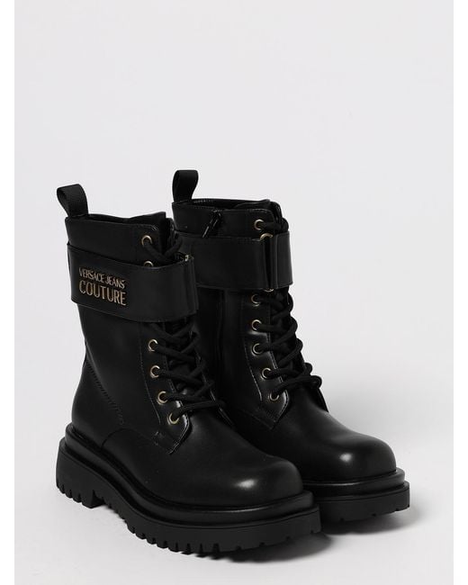 Versace Jeans Couture Black Flat Ankle Boots
