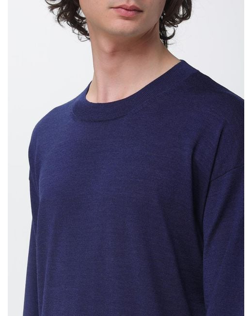 AMI Blue Wool And Silk Crew Neck Sweater for men